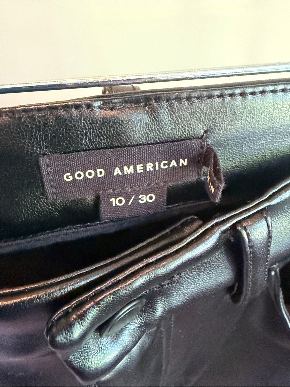 Good American Icon Black Faux Leather Straight Pants - Picture 3 of 8